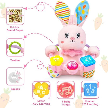 Baby Rabbit Musical Stuffed Toy – Bilingual Learning & Light-Up Music