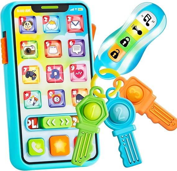 Baby Musical Toy Phone & Car Keys Teether Set | 60+ Sounds, Learning Toy