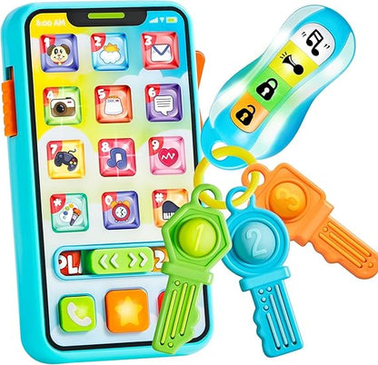 Baby Musical Toy Phone & Car Keys Teether Set | 60+ Sounds, Learning Toy