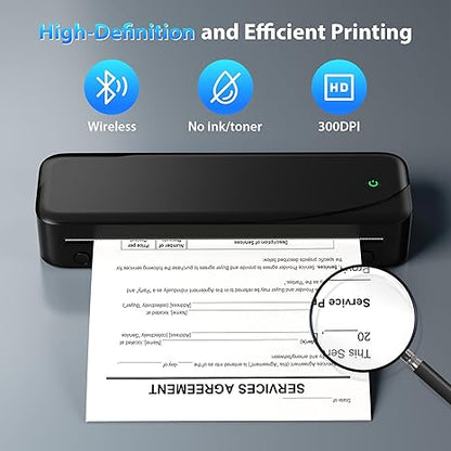 NelkoGlobal Bluetooth Portable Thermal Printer – 8.5''×11'' Inkless, 300DPI