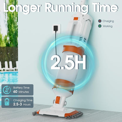 AQUAFYSH Cordless Pool Vacuum – 16.8 GPM Suction, 60M Run-Time, 25µm Filter