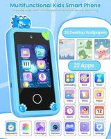 Kids Smart Phone Dinosaur & 32G Card Holographic Pyramid 2.8" Touchscreen Blue