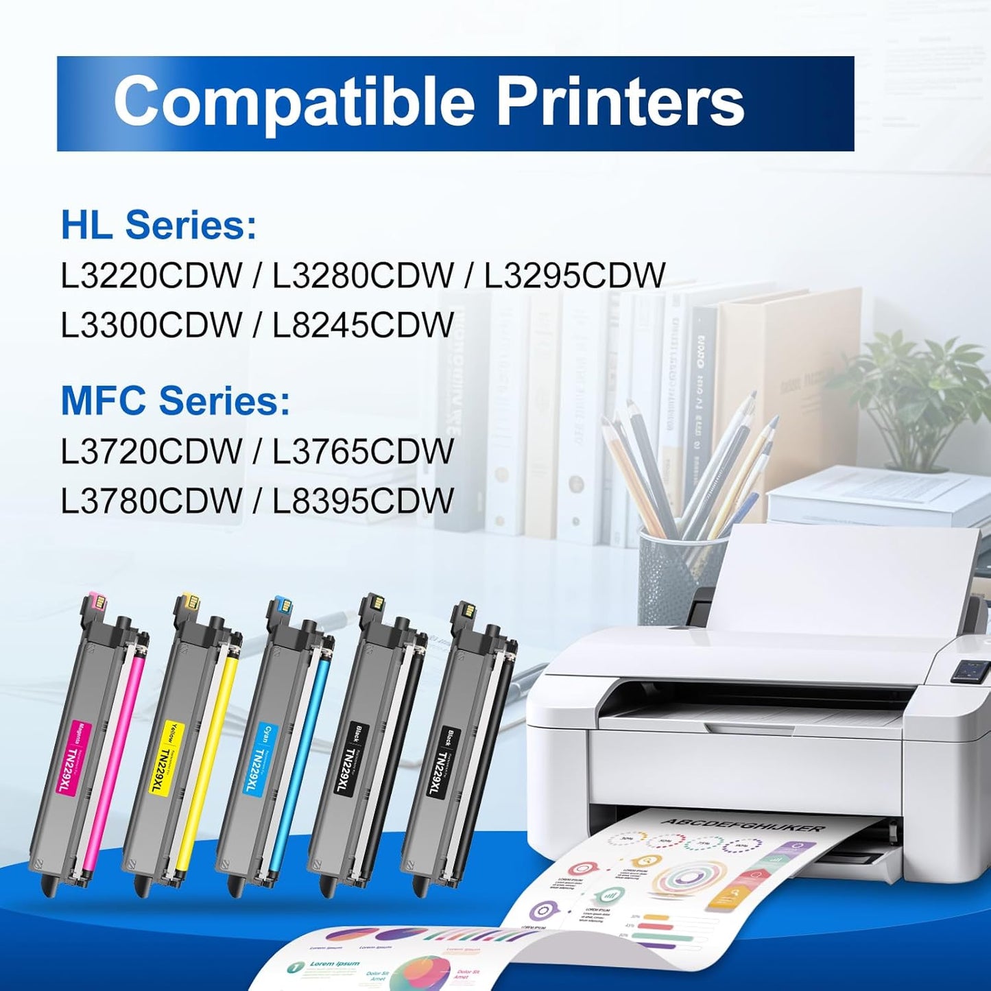 InkNI TN229XL Toner Cartridge 5-Pack Compatible for Brother Printers