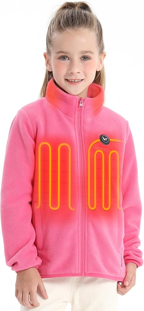 Venustas Kids Heated Fleece Jacket – 7.4V Battery, Ultra-Warm Winter Coat