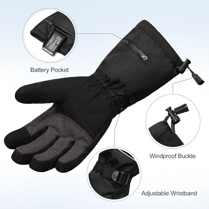 Rechargeable Waterproof Cut-Resistant Winter Work Gloves for Men