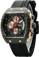 Men's Chronograph Skeleton Square Face Watch, Luminous, Punk Style Silicone Strap