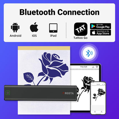 ORGSTA Wireless Tattoo Stencil Printer S008 Bundle with Transfer Paper Kit