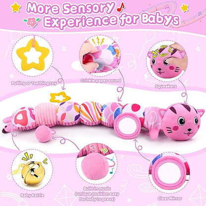 Infant Sensory Tummy Time Toy | Crinkle & Rattle Caterpillar | 0-12 Months