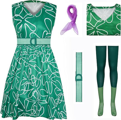 JOYEAR Green Cosplay Dress for Halloween & Role-Playing, Silk Fabric