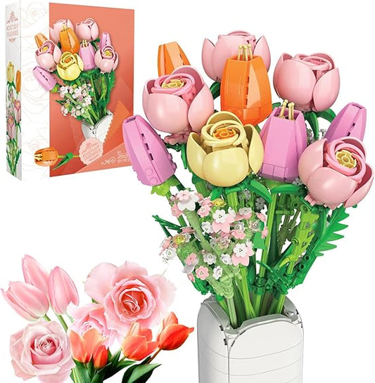 Flowers Bouquet Building Set, 1011 PCS, Compatible with Lego, Gift for All