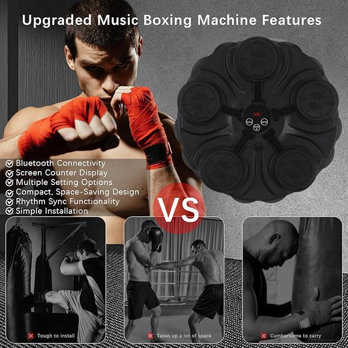 Music Boxing Machine - Wall Mounted Smart Boxing Trainer with Bluetooth