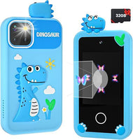 Kids Smart Phone Dinosaur & 32G Card Holographic Pyramid 2.8" Touchscreen Blue