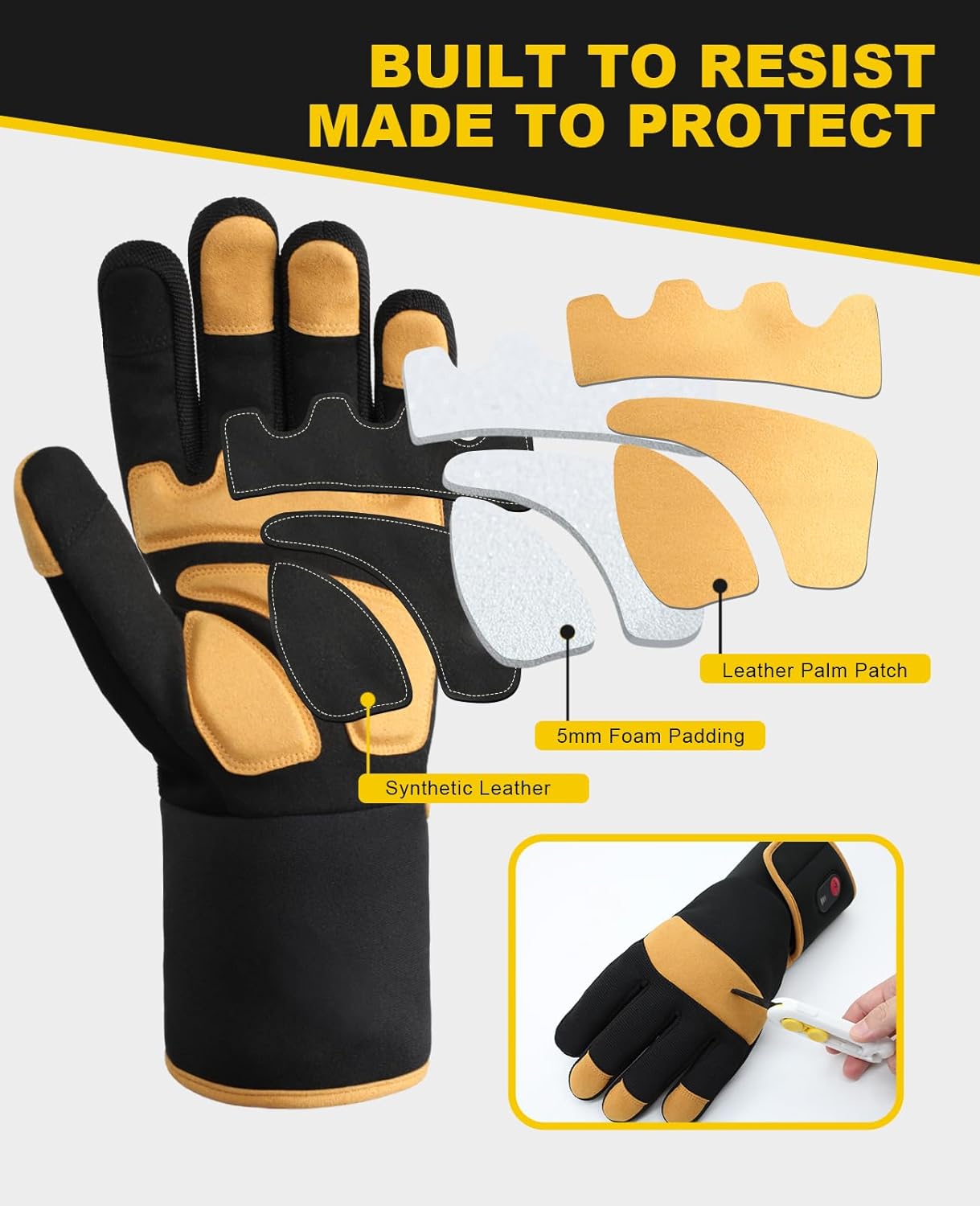 SNOWYES Heated Work Gloves for Men & Women with Rechargeable Battery