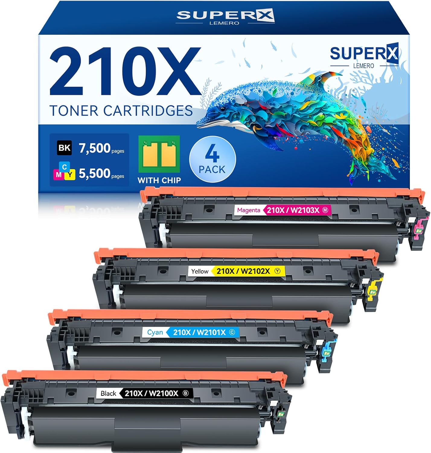 LEMERO SUPERX 210X 210A Toner Cartridge 4-Pack for HP Color LaserJet Pro