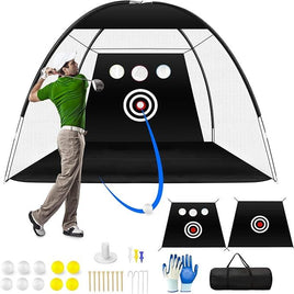 Eapele All-in-1 Golf Practice Net - Backyard Swing Training, 10x7ft, Portable