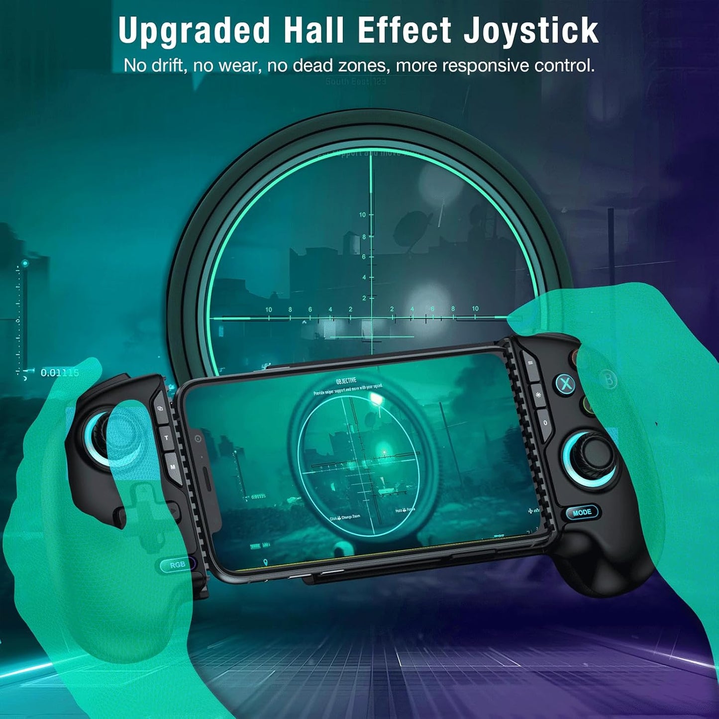 AXYBCOOL Mobile Wireless Game Controller with Hall Joystick RGB