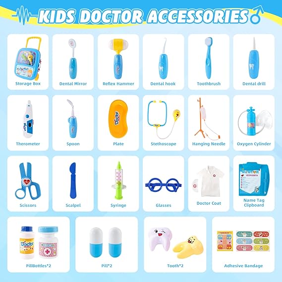 NETEHU Doctor Kit for Kids – Pretend Play Medical Set with Stethoscope