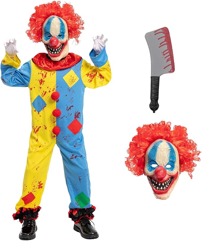 Scary Clown Costume for Kids - Killer Clown Dress Up Set for Halloween