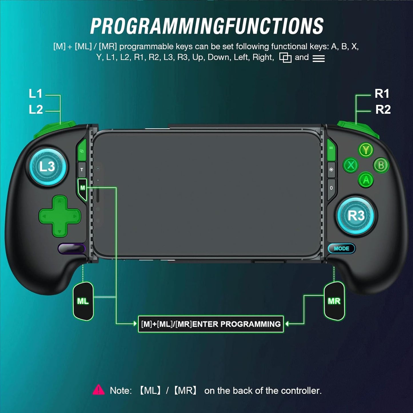 AXYBCOOL Mobile Wireless Game Controller with Hall Joystick RGB