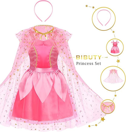 BIBUTY Princess Dress Up Clothes for Girls with Accessories (Ages 3–6)
