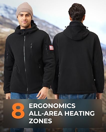 Heated Jacket for Men Women with 12V Battery, Polar Fleece Coat Zip Hoodie