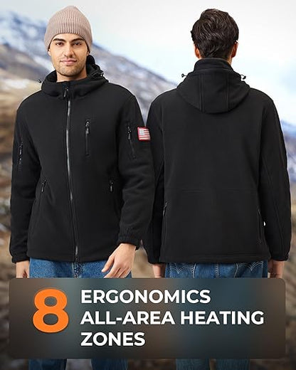 Heated Jacket for Men Women with 12V Battery, Polar Fleece Coat Zip Hoodie