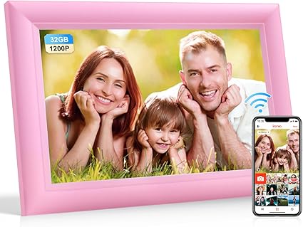 TMC Digital Picture Frame 10.1" WiFi, 32GB Touchscreen, Pink, Auto-Rotate