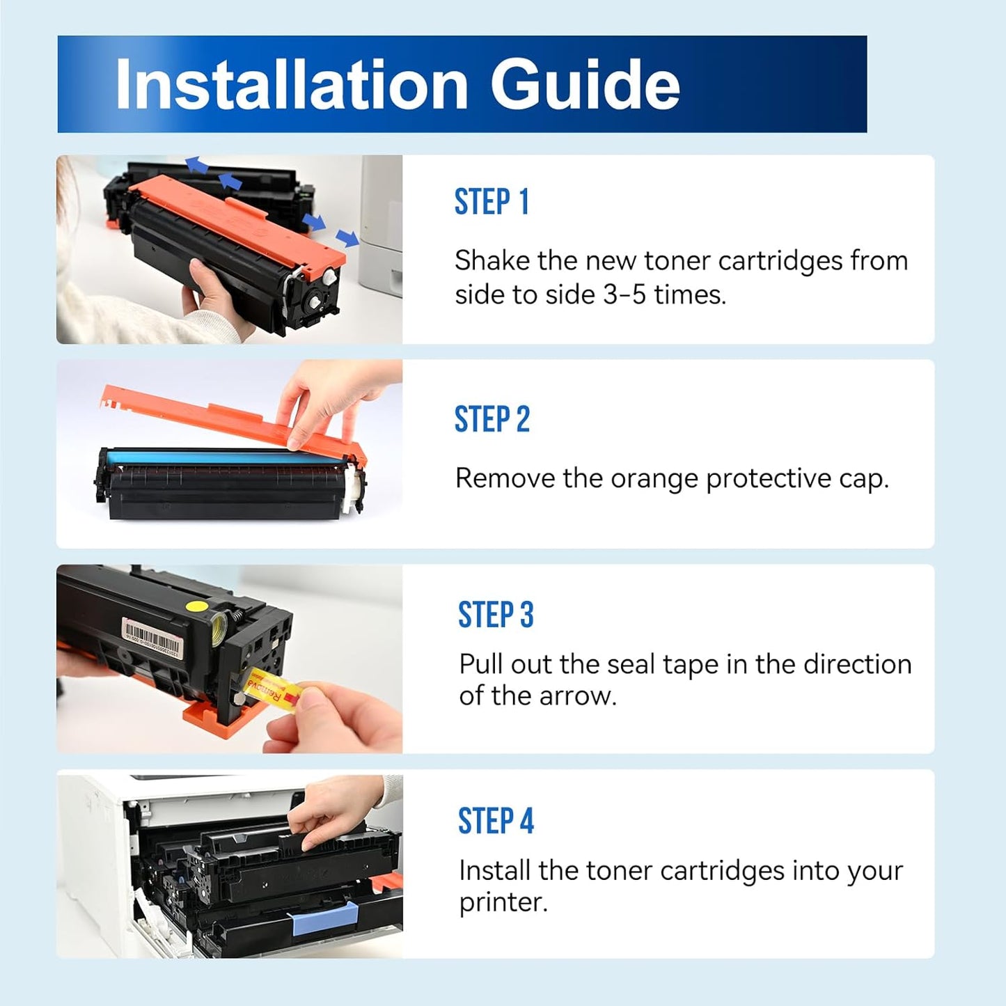 HP 210A Toner Cartridge 4-Pack w/ Chip for Color LaserJet Pro 4301 & 4201