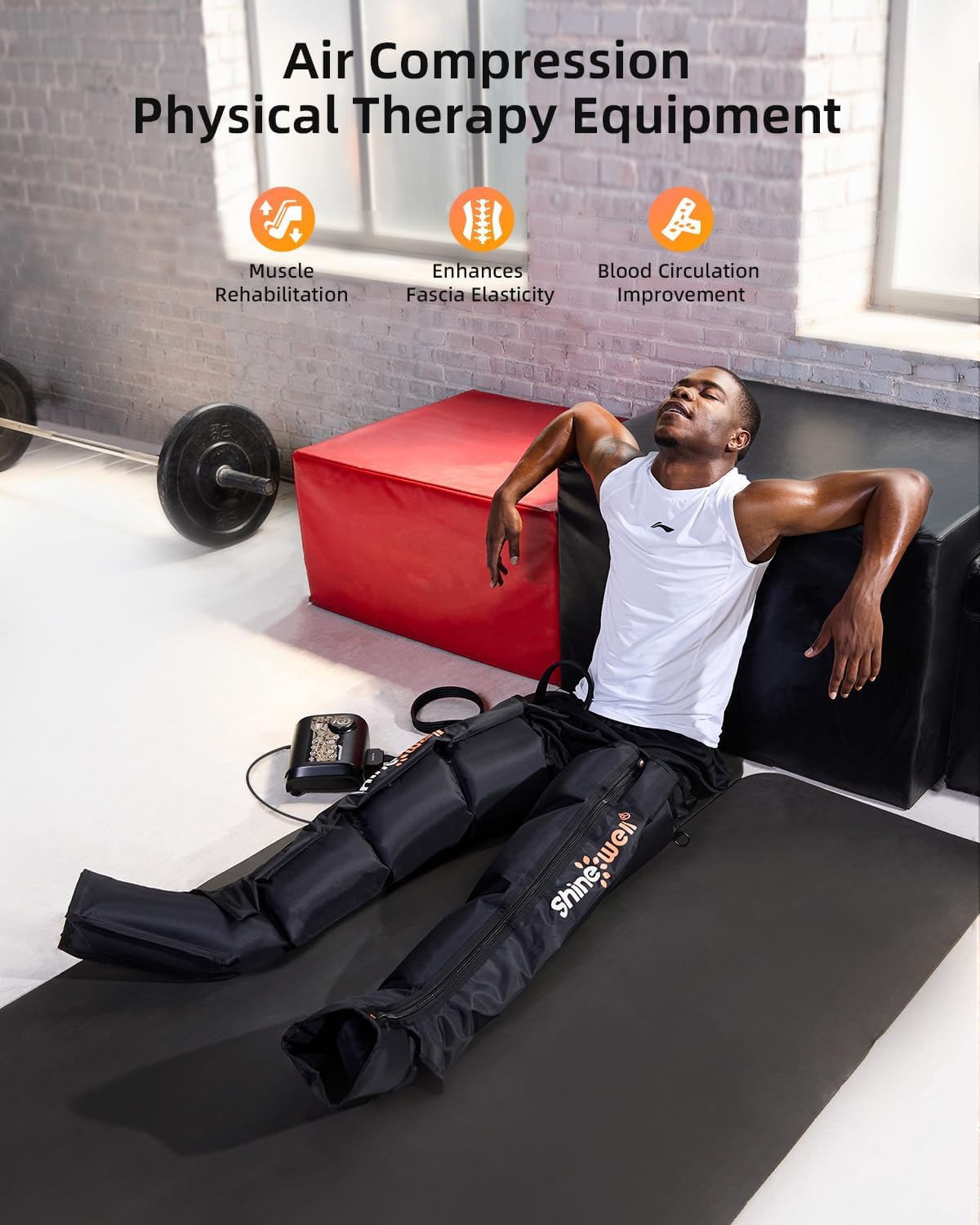 SHINE WELL Leg Recovery System – Air Compression Massager, 11 Intensities