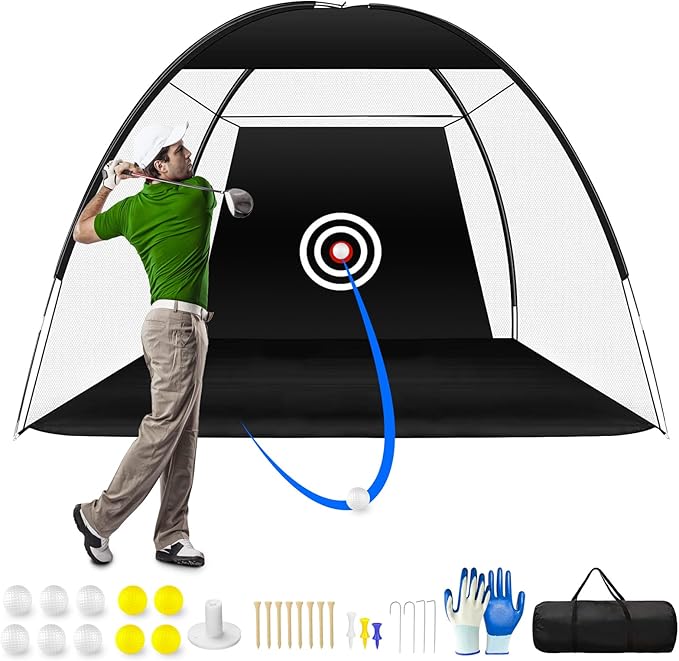 Eapele Golf Practice Net, 10x7ft Hitting Net for Backyard, Garage, Indoor