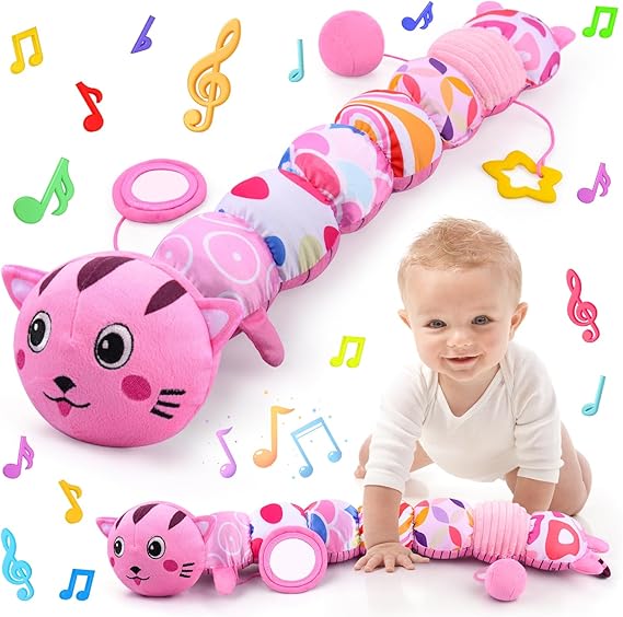 Infant Sensory Tummy Time Toy | Crinkle & Rattle Caterpillar | 0-12 Months