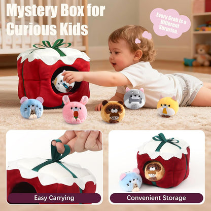 TUZT Mini Stuffed Animals Set with 6 Plush Toys & Carry Bag for Kids