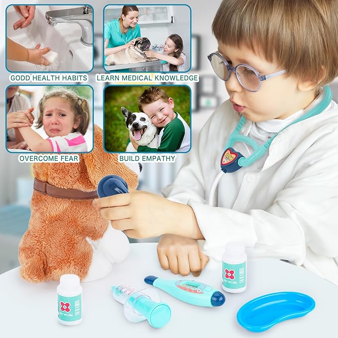 Kids Vet Kit with Toy Dog – Veterinarian Playset, Medical Kit with Carrier