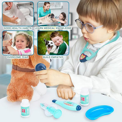 Kids Vet Kit with Toy Dog – Veterinarian Playset, Medical Kit with Carrier