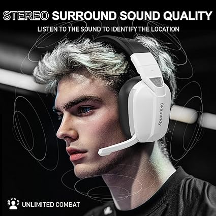 Skapendy VK80 Wireless Gaming Headset, 50+Hr Battery, Noise-Canceling Mic