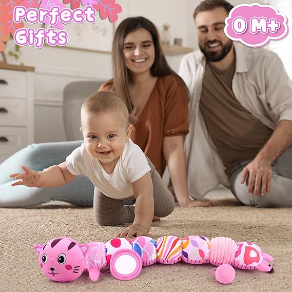 Infant Sensory Tummy Time Toy | Crinkle & Rattle Caterpillar | 0-12 Months