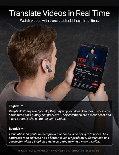 Timekettle W4 Plus AI Translation Earbuds – Phone, Video & Travel