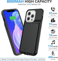 8000mAh Battery Case for iPhone 14/13/12 Pro Max/14 Plus - Portable Charger