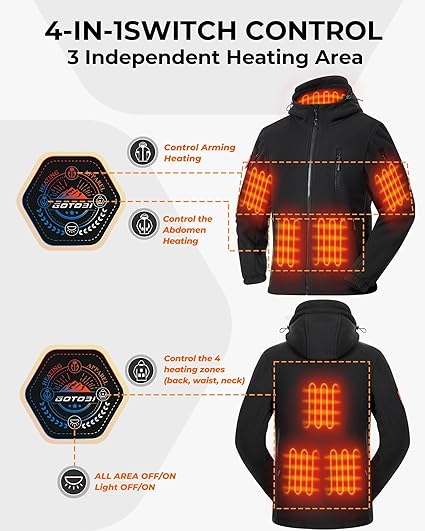 Heated Jacket for Men Women with 12V Battery, Polar Fleece Coat Zip Hoodie