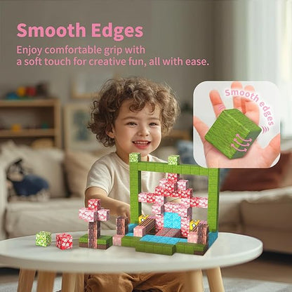 tinytrek 120-Piece Magnetic Building Blocks – Sakura-Themed STEM Toy