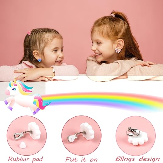 Sunxiner 12-Pair Clip-On Earrings Set for Girls Hypoallergenic Jewelry Gifts