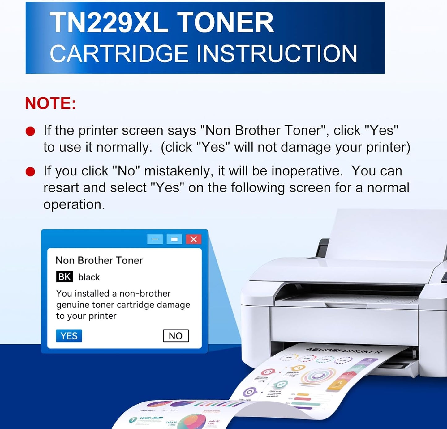 InkNI TN229XL Toner Cartridge 5-Pack Compatible for Brother Printers