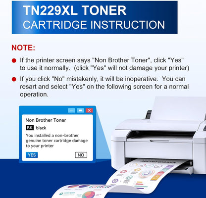 InkNI TN229XL Toner Cartridge 5-Pack Compatible for Brother Printers