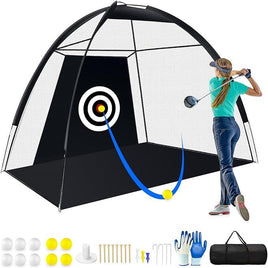 Eapele Golf Practice Net - 10x7ft Backyard Driving with Target, Balls, Tee, Bag