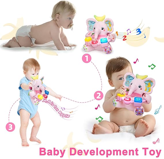 Musical Elephant Toy for Babies | Light-Up & Crinkle Sounds | 0-12 Months