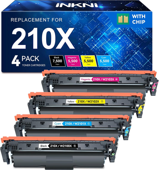 InkNI 210X Toner Cartridges 4-Pack with Chip for HP LaserJet Pro Printers