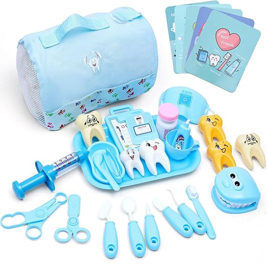 30-Piece Dentist Play Set for Kids 3+, Pretend Play Dental Kit with Tools