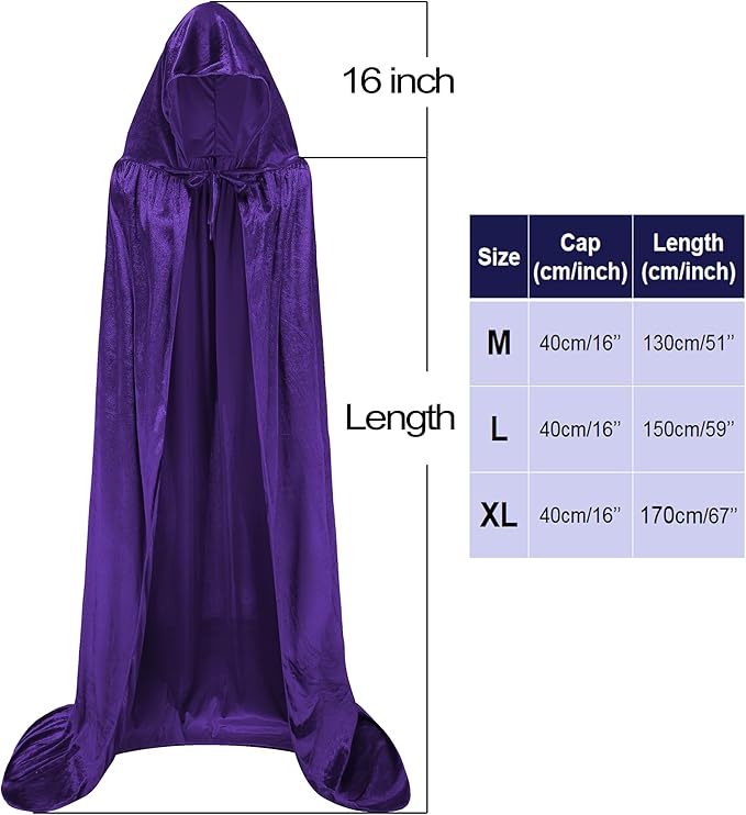 Women's Raven Halloween Cosplay Costume - Velvet Purple Cloak with Gemstones