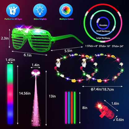 HONLYNE 302-Piece Glow Party Supplies LED Toys Kit for Kids & Adults