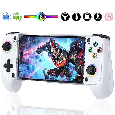 NealGamefy Wireless Mobile Game Controller for iOS & Android with RGB Lighting